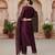 purple color embroidered silk blend styles kurta trouser with dupatta