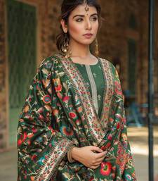 green color woven design silk blend styles kurta trouser with dupatta