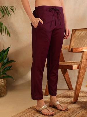 burgundy color woven design silk blend styles kurta trouser with dupatta 5