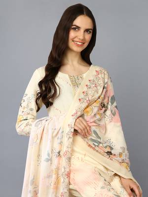 yellow color embroidered silk blend styles kurta trouser with dupatta 2