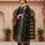 black color woven design poly chanderi styles kurta trouser with dupatta