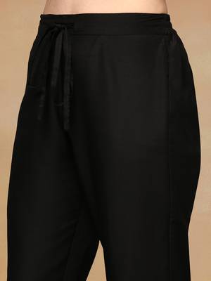 black color woven design poly chanderi styles kurta trouser with dupatta 5