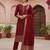 red color woven design poly chanderi styles kurta trouser with dupatta
