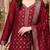 red color woven design poly chanderi styles kurta trouser with dupatta