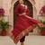 red color woven design poly chanderi styles kurta trouser with dupatta