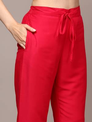 pink color embroidered silk blend styles kurta trouser with dupatta 5