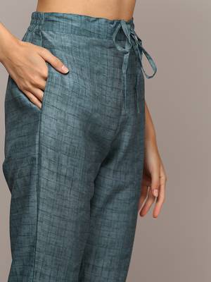 grey color embroidered silk blend styles kurta trouser with dupatta 4