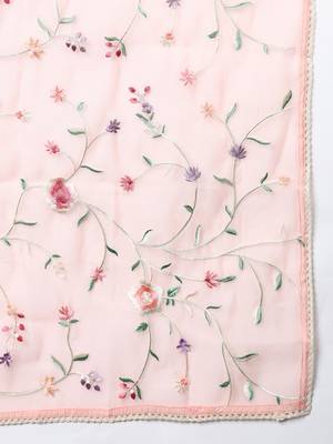 pink color embroidered silk blend styles kurta trouser with dupatta 5