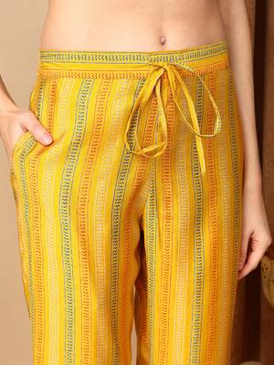 yellow color printed silk blend styles kurta trouser with dupatta 5