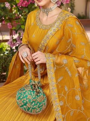 Yellow Silk Blend Zari Embroidered Kurta set 1