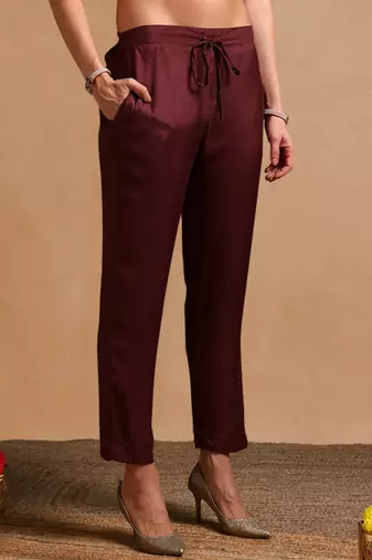 brown color embroidered organza styles kurta trouser with dupatta