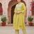 yellow color embroidered silk blend styles kurta palazzo with dupatta