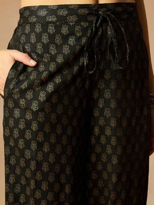 black color embroidered viscose rayon styles kurta salwar with dupatta 5