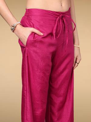 pink color embroidered silk blend styles kurta trouser with dupatta 5