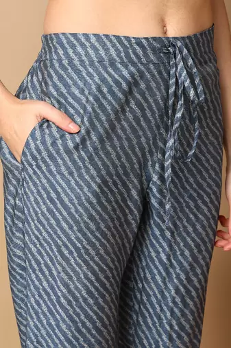 blue color embroidered silk blend styles kurta trouser with dupatta