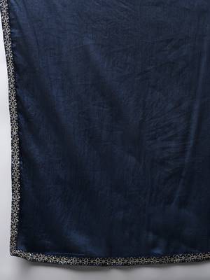 navy blue color embroidered silk blend styles kurta trouser with dupatta 5