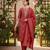 maroon color printed polyester styles kurta trouser with dupatta