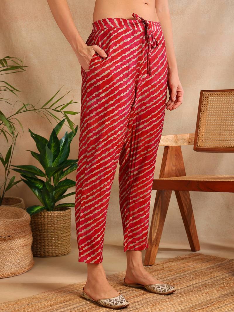 maroon color printed polyester styles kurta trouser with dupatta