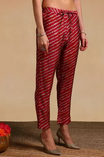 maroon color printed polyester styles kurta trouser with dupatta