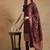burgundy color woven design poly chanderi styles kurta trouser with dupatta