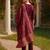 burgundy color woven design poly chanderi styles kurta trouser with dupatta