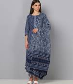 blue color printed pure cotton styles kurta trouser with dupatta
