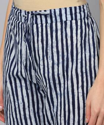 blue color printed pure cotton styles kurta trouser with dupatta 5