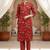 red color printed pure cotton styles kurta trouser with dupatta