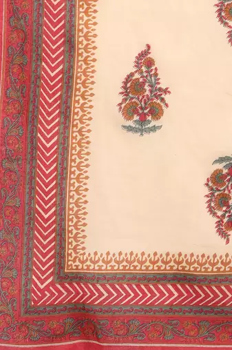 red color printed pure cotton styles kurta trouser with dupatta