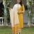 yellow color printed rayon blend styles kurta trouser with dupatta
