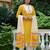 yellow color printed rayon blend styles kurta trouser with dupatta