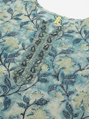 green color printed rayon blend styles kurta trouser with dupatta 2