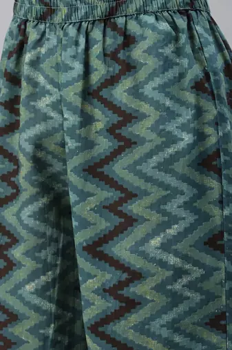 green color printed rayon blend styles kurta trouser with dupatta