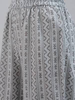 grey color printed pure cotton styles kurta trouser with dupatta 5