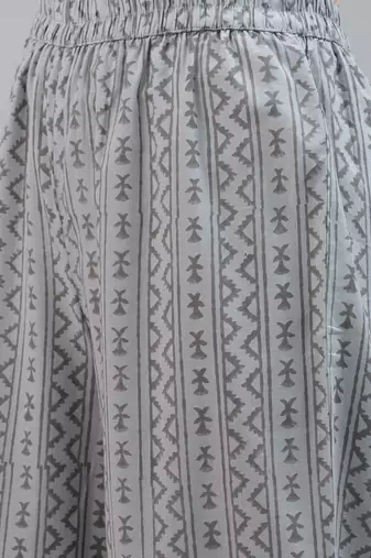 grey color printed pure cotton styles kurta trouser with dupatta