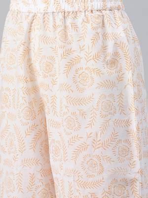 white color printed pure cotton styles kurta trouser with dupatta 5