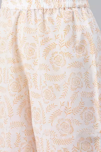 white color printed pure cotton styles kurta trouser with dupatta