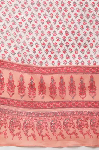 pink color printed pure cotton styles kurta trouser with dupatta
