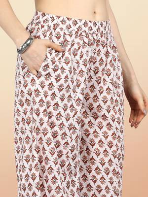 blue color printed pure cotton styles kurta palazzo with dupatta 5