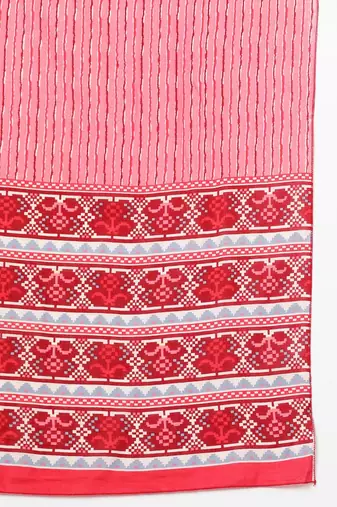 pink color printed pure cotton styles kurta trouser with dupatta