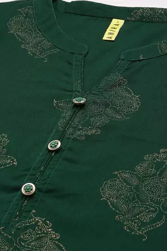green color printed pure cotton styles kurta trouser with dupatta