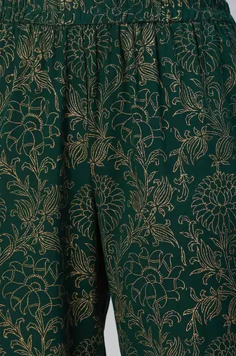 green color printed pure cotton styles kurta trouser with dupatta