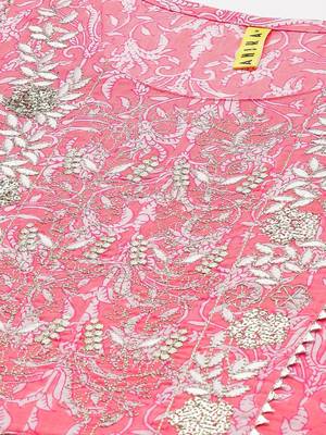 pink color embroidered pure cotton styles kurta salwar with dupatta 2