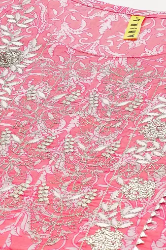 pink color embroidered pure cotton styles kurta salwar with dupatta