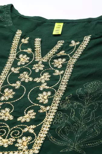 green color printed pure cotton styles kurta salwar with dupatta