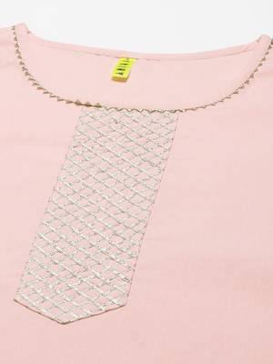pink color solid pure cotton styles kurta trouser with dupatta 2