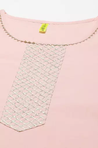 pink color solid pure cotton styles kurta trouser with dupatta