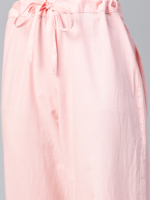 pink color solid pure cotton styles kurta trouser with dupatta 5