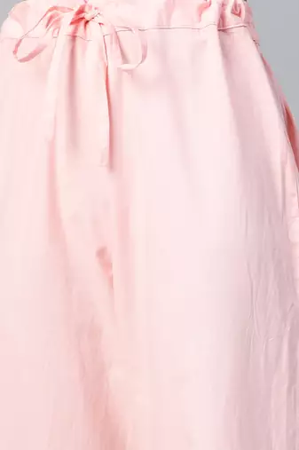 pink color solid pure cotton styles kurta trouser with dupatta