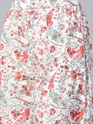 off white color printed pure cotton styles kurta salwar with dupatta 5